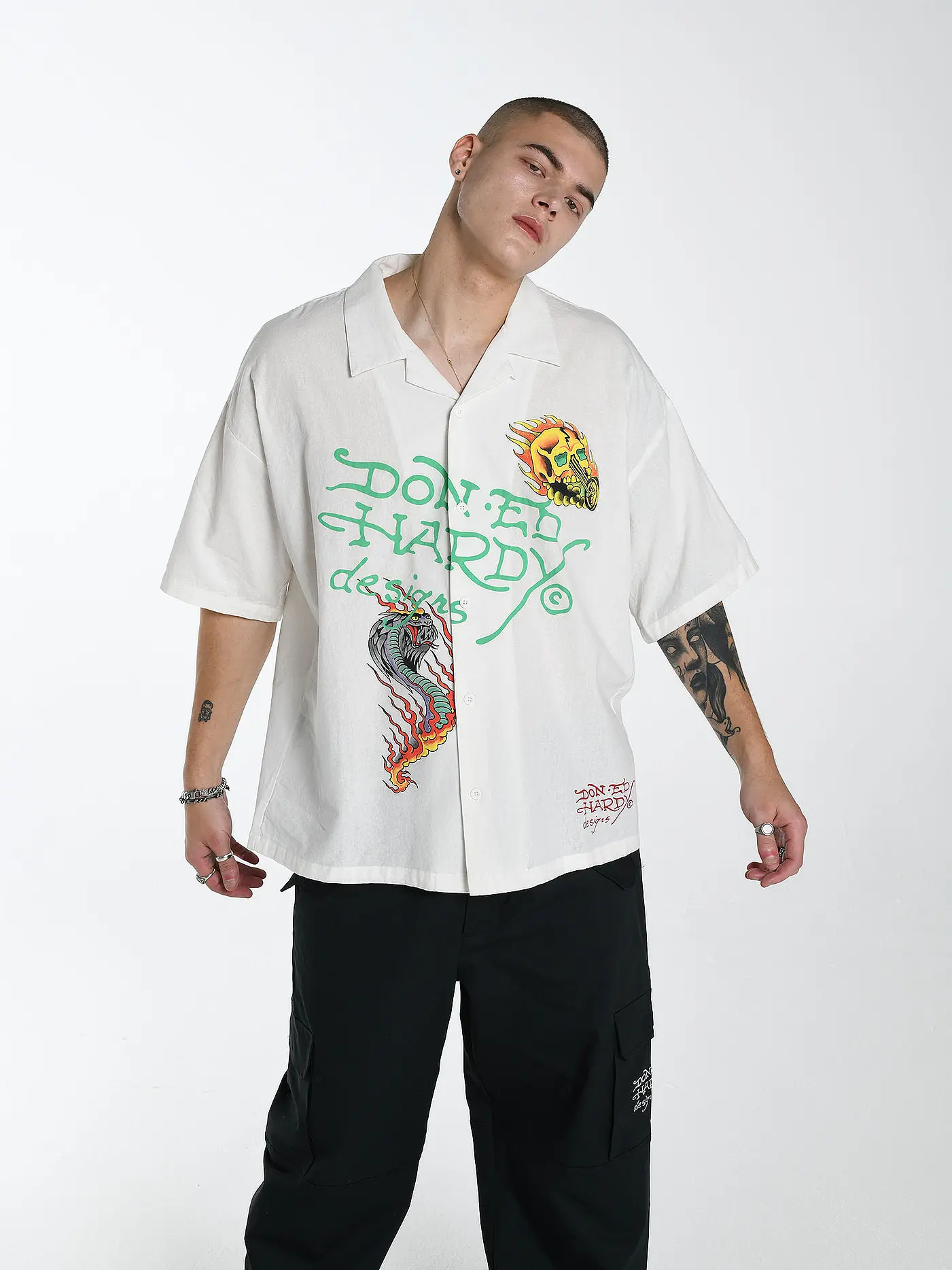 ED HARDY | Hemd Regular Fit ROSE RIDER CAMP | 